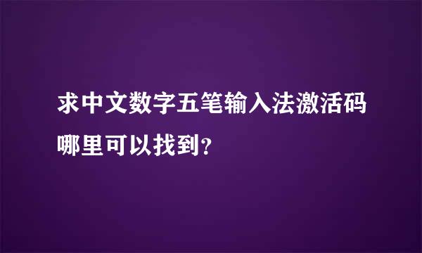 求中文数字五笔输入法激活码哪里可以找到？