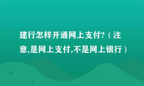 建行怎样开通网上支付?（注意,是网上支付,不是网上银行）