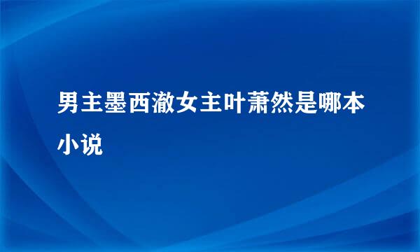 男主墨西澈女主叶萧然是哪本小说