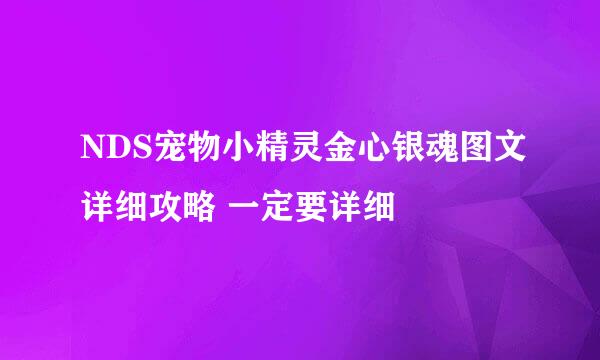 NDS宠物小精灵金心银魂图文详细攻略 一定要详细