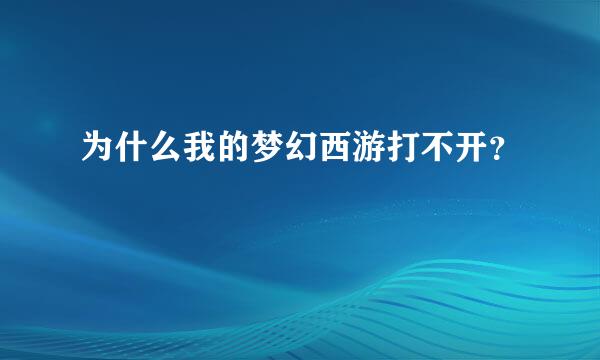 为什么我的梦幻西游打不开？