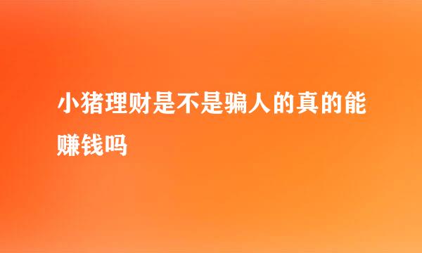 小猪理财是不是骗人的真的能赚钱吗