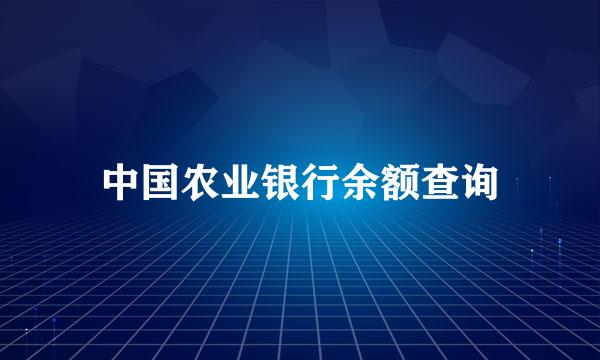 中国农业银行余额查询