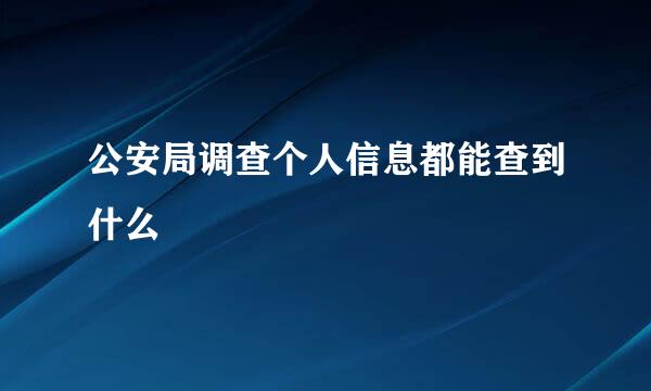 公安局调查个人信息都能查到什么