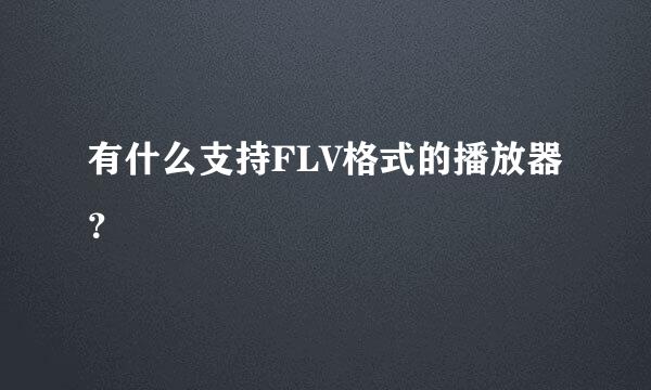 有什么支持FLV格式的播放器？