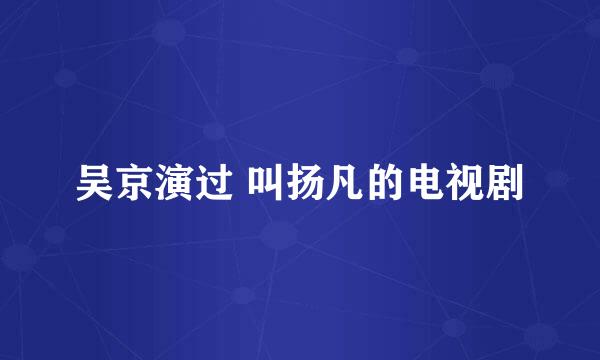 吴京演过 叫扬凡的电视剧