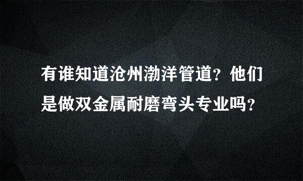 有谁知道沧州渤洋管道？他们是做双金属耐磨弯头专业吗？