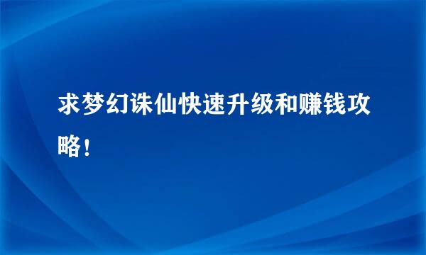 求梦幻诛仙快速升级和赚钱攻略！