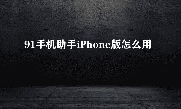 91手机助手iPhone版怎么用