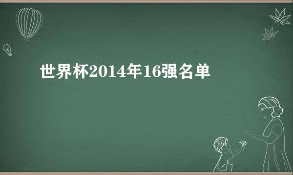 世界杯2014年16强名单