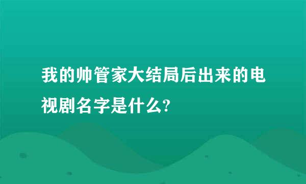 我的帅管家大结局后出来的电视剧名字是什么?