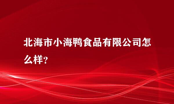 北海市小海鸭食品有限公司怎么样？