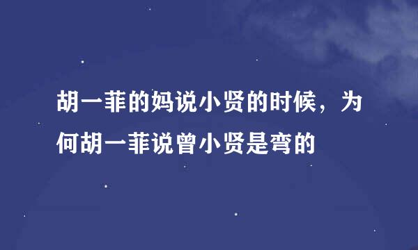 胡一菲的妈说小贤的时候，为何胡一菲说曾小贤是弯的