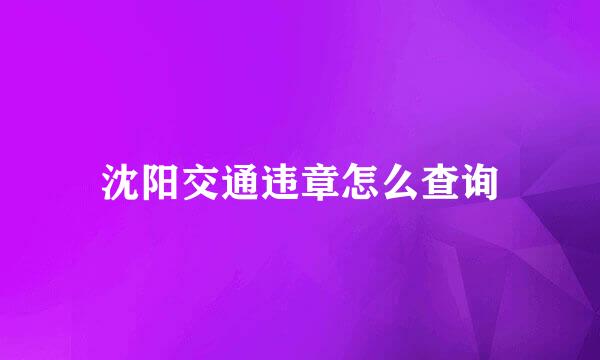 沈阳交通违章怎么查询