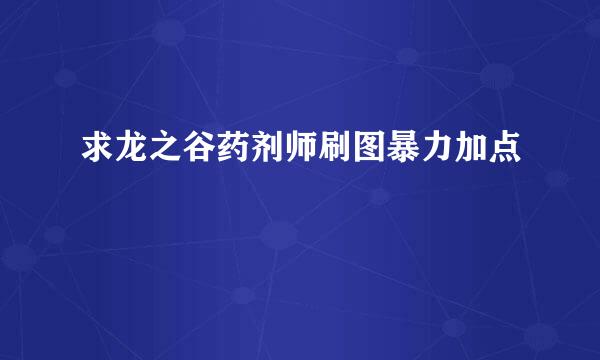 求龙之谷药剂师刷图暴力加点