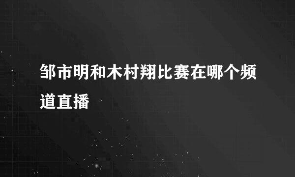 邹市明和木村翔比赛在哪个频道直播