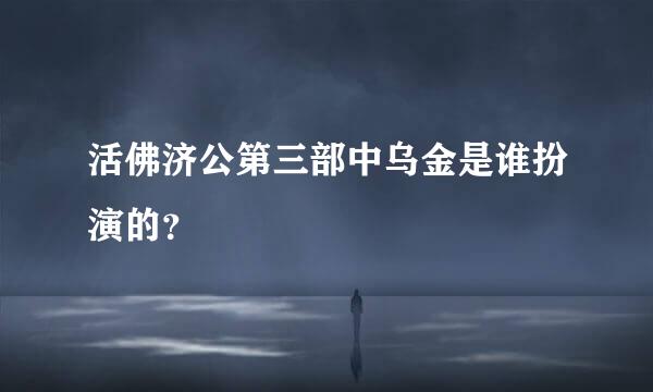 活佛济公第三部中乌金是谁扮演的？