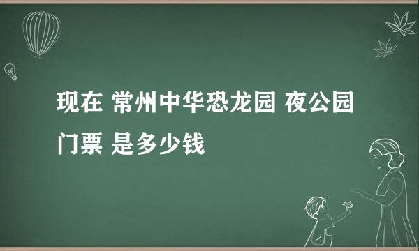 现在 常州中华恐龙园 夜公园 门票 是多少钱