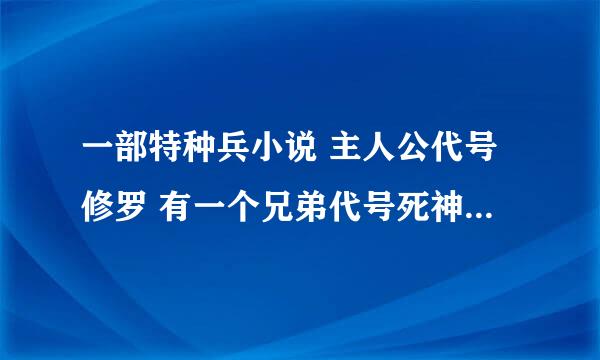 一部特种兵小说 主人公代号修罗 有一个兄弟代号死神，在一次任务里他们一个组的人都死了，他活了下来，