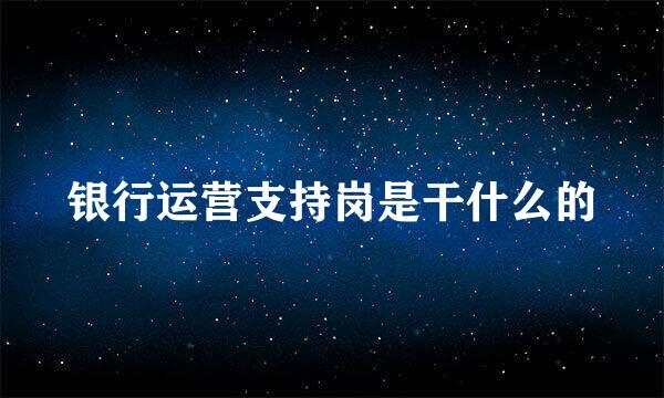 银行运营支持岗是干什么的