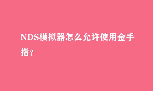 NDS模拟器怎么允许使用金手指？