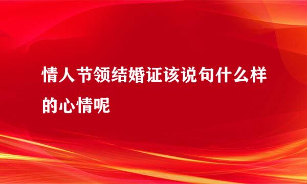 情人节领结婚证该说句什么样的心情呢