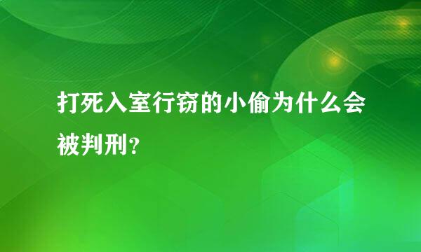 打死入室行窃的小偷为什么会被判刑？