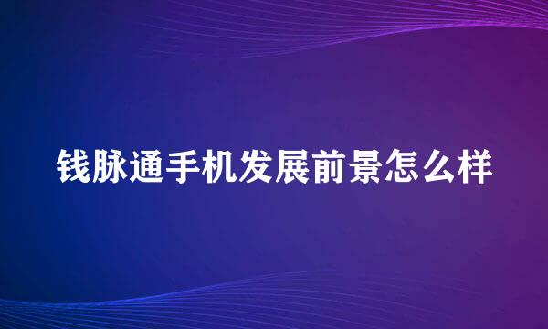 钱脉通手机发展前景怎么样