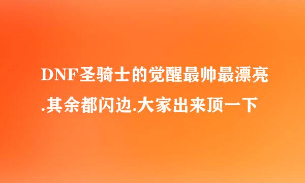 DNF圣骑士的觉醒最帅最漂亮.其余都闪边.大家出来顶一下