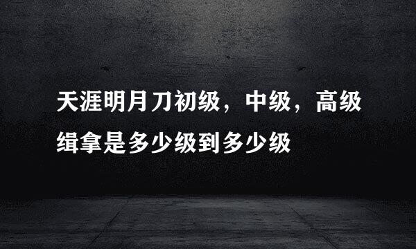 天涯明月刀初级，中级，高级缉拿是多少级到多少级