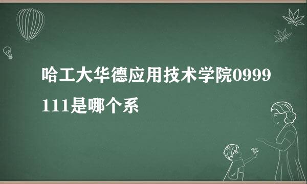 哈工大华德应用技术学院0999111是哪个系