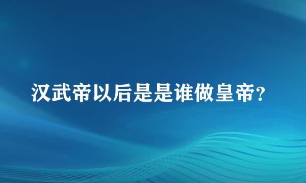 汉武帝以后是是谁做皇帝？