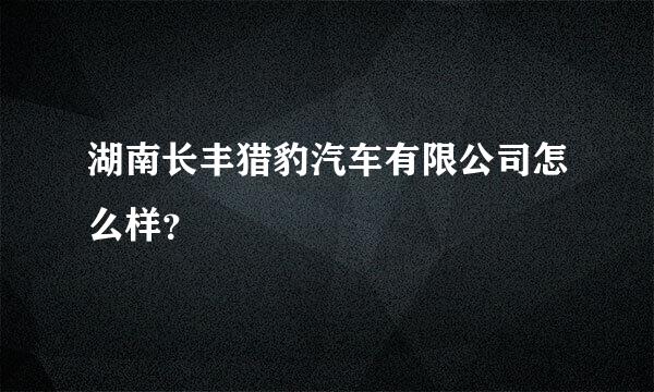 湖南长丰猎豹汽车有限公司怎么样？