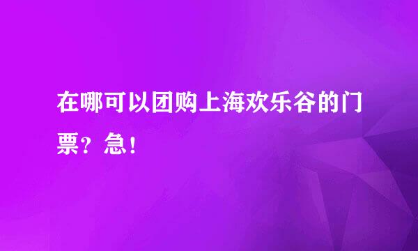 在哪可以团购上海欢乐谷的门票？急！