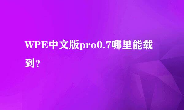 WPE中文版pro0.7哪里能载到？