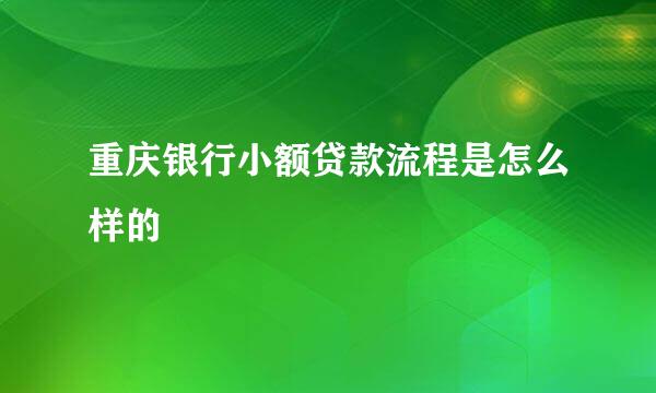 重庆银行小额贷款流程是怎么样的