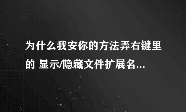 为什么我安你的方法弄右键里的 显示/隐藏文件扩展名 怎么还没恢复