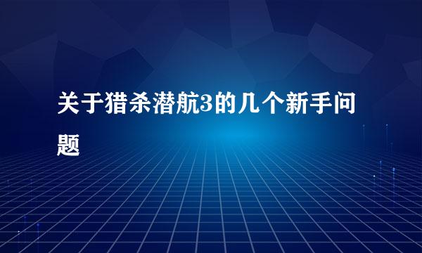 关于猎杀潜航3的几个新手问题