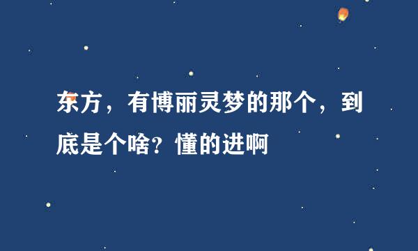 东方，有博丽灵梦的那个，到底是个啥？懂的进啊