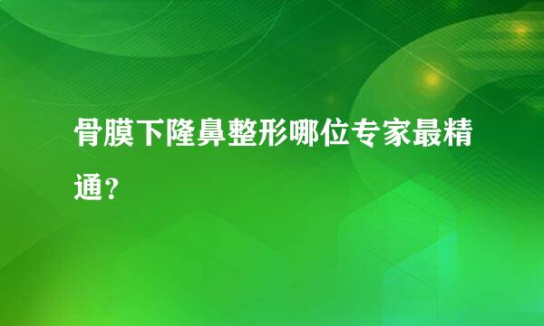 骨膜下隆鼻整形哪位专家最精通？