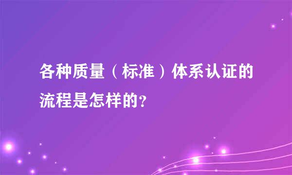 各种质量（标准）体系认证的流程是怎样的？