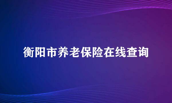 衡阳市养老保险在线查询