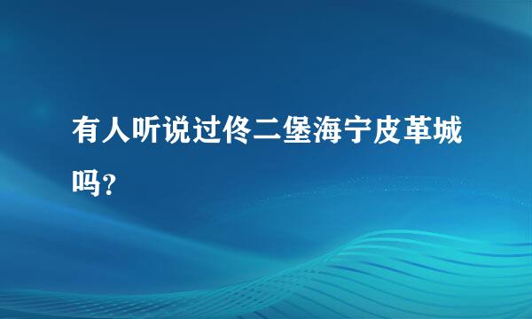 有人听说过佟二堡海宁皮革城吗？