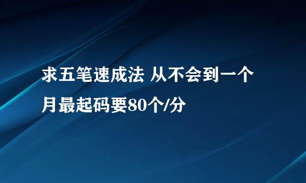 求五笔速成法 从不会到一个月最起码要80个/分