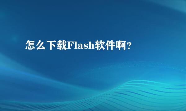 怎么下载Flash软件啊？