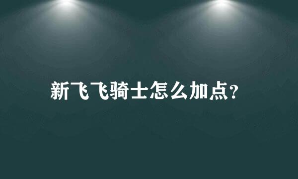 新飞飞骑士怎么加点？