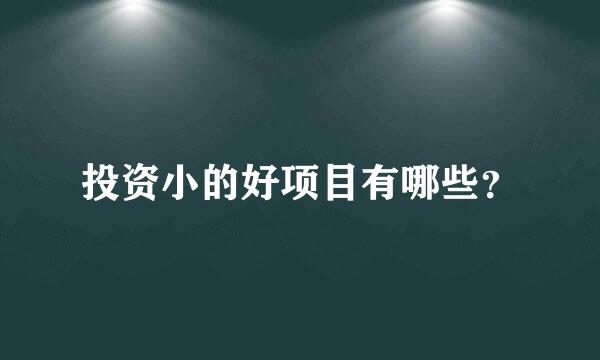 投资小的好项目有哪些？