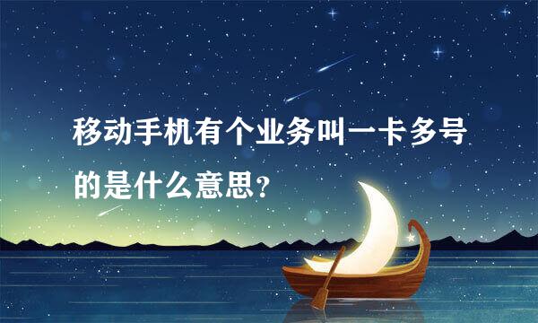 移动手机有个业务叫一卡多号的是什么意思？