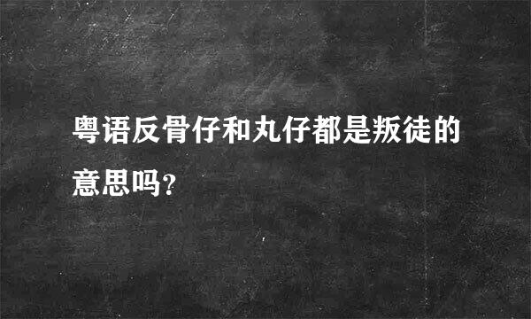 粤语反骨仔和丸仔都是叛徒的意思吗？