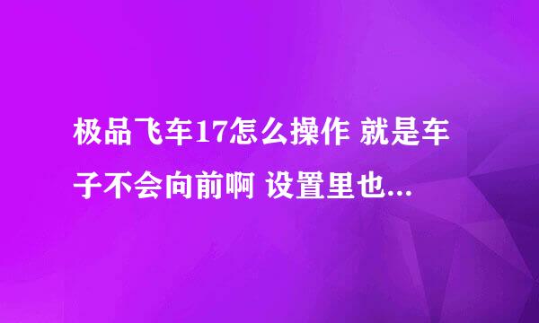 极品飞车17怎么操作 就是车子不会向前啊 设置里也没有向前的键 只有向左,向右